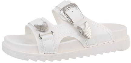 Ital Design Damenschuhe Sandalen & Sandaletten Pantoletten, DM-36-, Kunstleder, Weiß, Gr. 38