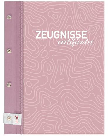 ROTH Zeugnismappe Pattern mit Buchschrauben - Dusty Rose - mit 12 A4 Klarsichthüllen, erweiterbar