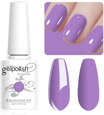 Vishine Smalto Gel per Unghie, 8ml Lavanda, UV LED Soak Off, Nail Art DIY Manicure per Donne e Ragazze #075