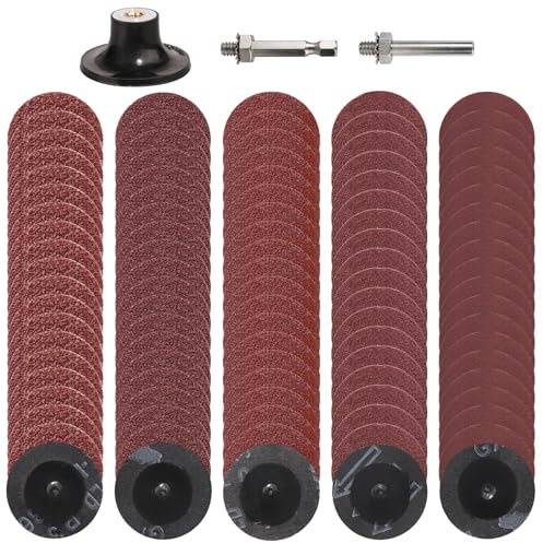 Shineboc 103 Disques à Changement Rapide De 50mm, Support De Disque 1/4, Disques Abrasifs Pour La Préparation De Surface, De Polissage, Les Bavures Et La Peinture Antirouille-Grain 36/60/80/120/180