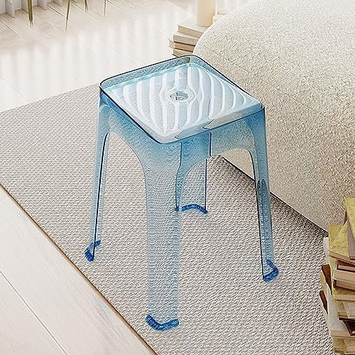 ASIAD Klar Hocker Aus Acryl Haushalt Stapelbar Hochstuhl Kunststoff PC Quadratischen Hocker Aufkleber Herz Loch Design rutschfeste Unterseite Füße Pad Crystal Stuhl,4