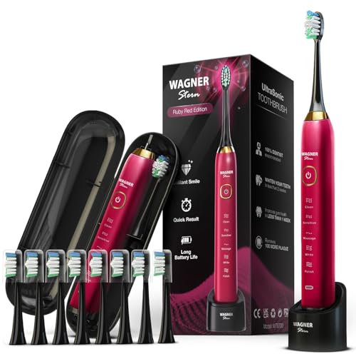 Wagner Stern La brosse à dents électrique à ultrasons Emerald Green Edition dispose de cinq modes de brossage, de huit têtes de brosse souples et d'un étui de voyage luxueux.