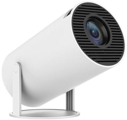 POFET Mini-Projektor 4K 720P-Unterstützung, tragbarer Projektor, Smart-Projektor, automatische horizontale Korrektur, 180° drehbarer Outdoor-Filmprojektor, kompatibel mit Mobiltelefonen (weiß)