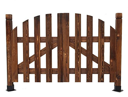 Wooden Fence Gates Kit, Carbonised Vintage Wooden Gates Outdoor Small Yard Simple Fence Movable Half-waist Gates For Villa Entry, Garden Gates, Plot Courtyards Shed Doors ( Color : Brown , Size : 120x