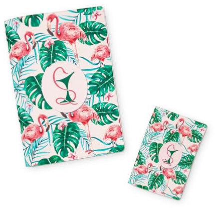 nemau - Lot 2 en 1 Pochette Garde Ordonnance + Porte Carte – Fabriqué en France - Gomme Expansée – Résistant & Souple – Rangement Ordonnances et Cartes – Modèle Flamand Rose