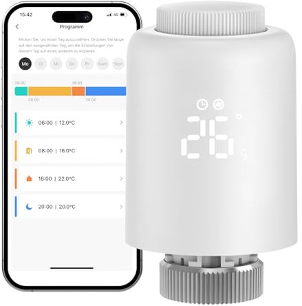 ChunHee Smart Zigbee Radiator Thermostat WLAN Heating Thermostat Compatible Mobile Tuya App Setting Temperature Saves Heating Costs (Requires Zigbee 3.0 Hub)