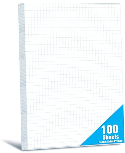 Lot de 100 feuilles de papier quadrillé double face 10,2 x 10,2 cm (4 carrés par pouce), facile à déchirer pour étudiants, officiers, dessin, dessin d'ingénierie