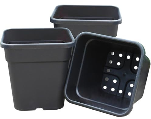 AMK® Garland 25cm Square Tomato Pots Pack of 3 Large Capacity Injection Molded Pots For Growing Tomatoes