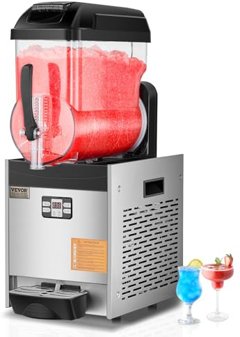 VEVOR Macchina per Bevande Ghiacciate Commerciale, Macchina per Bevande Fredde Serbatoio Singolo 12 Litri, Macchina per Frullati in Acciaio Inox, Macchina per Bevande da Bar Hotel Ristorante Catering