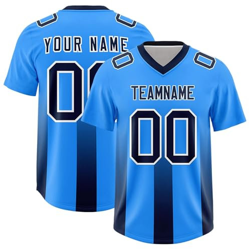 KONG JIMFAN Personalisiertes Baseball Trikot,Individuell Bedruckt Namen Nummer & Logo,Sporttrikot Für Erwachsene Und Kinder Unisex Fußballtrikot Aktiv Kleidung Tshirt Selbst Gestalten(4-Sky Blue)