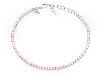 Bracciale Tennis Rosa Chiaro Argento 925 con Zirconi 5A da 2 mm e catena argento, Gioiello Elegante Regolabile per Donna – Idea Regalo Raffinata con Packaging Lusso – Qualità