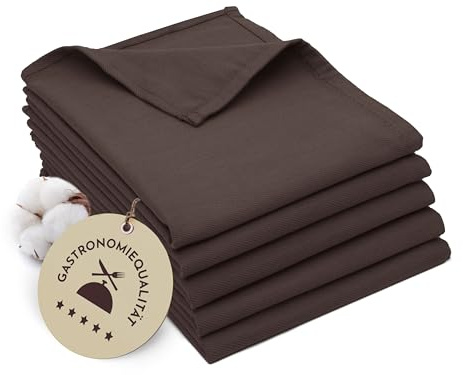 ZOLLNER 5er Set Geschirrtücher Baumwolle in 50x70 cm - super saugstarke und robuste Küchentücher - waschbar bis 60°C – in braun - Gastronomiequalität - Oeko Tex® Zertifiziert