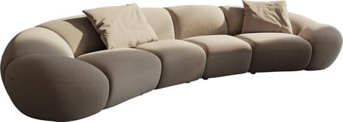 DELIFE Big-Sofa Lunna Fein Bouclé Taupe 360x175 cm 2 Kissen