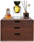 soudesileim 3-Stufige Schubladenbox Holz mit Schubladengriff, Kompakte 35x26x23cm, Schreibtisch Organizer mit 3 Schubladen, Mini Kommode, Küche, Büro, Stifte, Kosmetika (Nuss-braun)