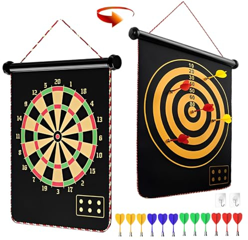 Cylora Magnetische Dartscheibe Set, doppelseitiges Magnet Dartboard mit 12 sicheren Darts, Geschenk für Jungen zum Geburtstag und Weihnachten, Ideal für Gartenspiele, Indoor Outdoor Spiele
