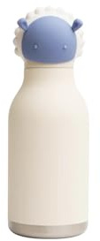 ASOBU Bestie Children's Drinking Bottle with Straw - Insulated Stainless Steel Bottle 420 ml with Sheep Head - Leak-proof & BPA-Free