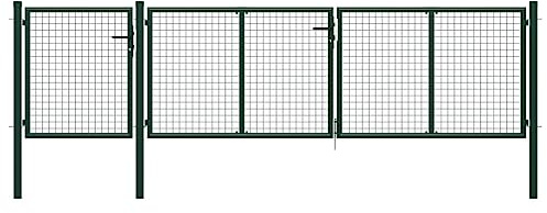 Zauntür Hoftor Doppelflügeltore,Gartentor Stahl 400 x 100 cm Grün für Terrasse Garten