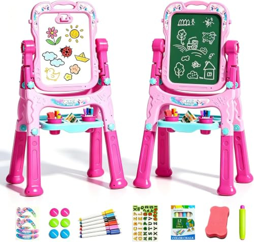 Staffelei Kinder, Maltafel Zaubertafel, Kleinkinder Spielzeug ab 2 Jahre Mädchen Spielzeug für 1-6 Jahre Painting Board Lernspielzeug für 1 2 3 4 5 6 Jahre Baby Kinder Geburtstag Geschenk Schreibtafel