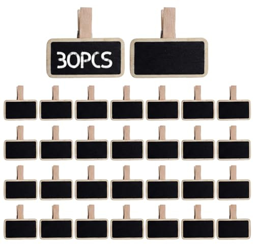 30 Pinces Ardoise Mini Marque Place Noel - Porte Nom Table Ardoise avec Craie Réutilisables