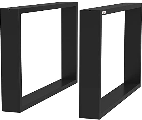 HOMCOM Lot de 2 pieds de table rectangulaires en acier, pieds pour table basse style industriel avec vis et pieds antidérapants, capacité 60 kg, 70 x 8 x 41 cm, noir
