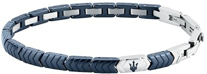 MASERATI Herren-Armband aus Stahl und Keramik, Kollektion CERAMIC, Fischgrätenmuster