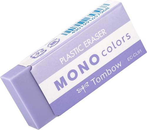 Tombow MONO colors Radierer lila, Kunststoff, farbig, phthalat- und latexfrei, 19 g, für Schule, Büro und zum Zeichnen