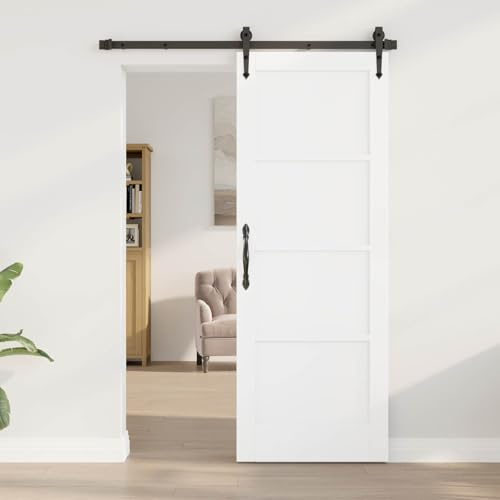 Mangloder Puerta Interior Blanca 73,5 x 198,5 cm Madera Contrachapada Puerta corredera con Marco de Madera de Pino Ahorro de Espacio Versátil para Vivienda y Decoración rústica con robusta estructura