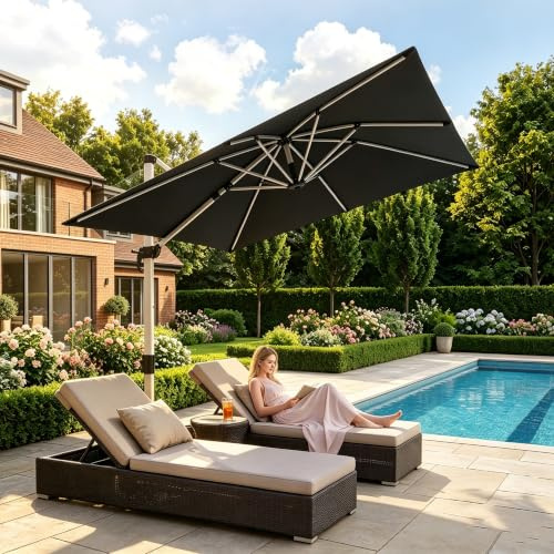 JUMMICO Sonnenschirm 300x400 cm, Grau | Großer Sonnenschutz UV50+