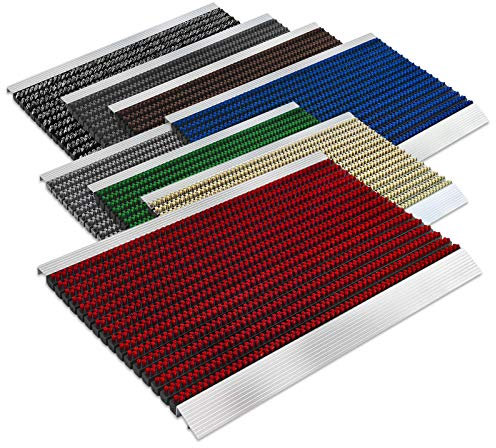 Floordirekt PRO Repräsentative Fußmatte Profi Brush - Testurteil Sehr Gut - Schmutzfangmatte mit Alu Rahmen für außen und innen - Verschiedene Bürsten Farben und Größen (50x80cm Rot)