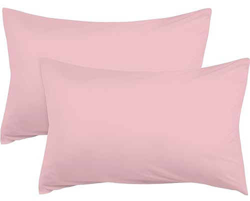 R&Z Plain Dyed Luxury Polycotton Housewife New 2 x Pillow Cases (Pink)