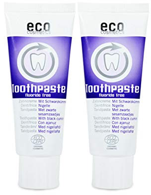 ECO COSMETICS Schwarzkümmel Zahncreme (2 x 75 ml), Bio Zahnpasta, Vegan, Fluoridfrei, Naturkosmetik