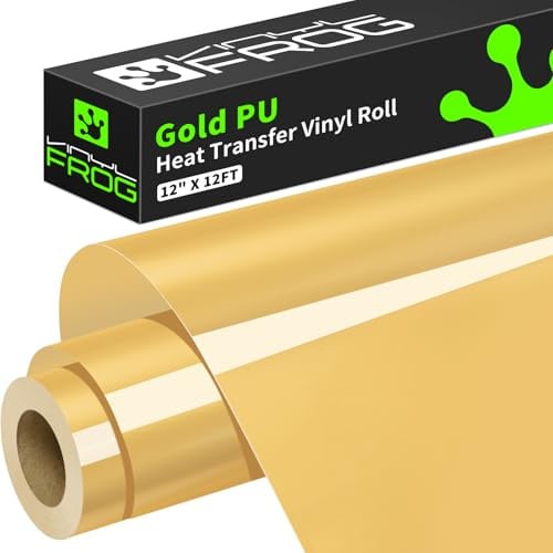 Heat Transfer Vinyl Gold HTV 10 x12FT Iron on Vinyl Roll for T-Shirts, Hats, Clothing Compatible with Any Cutting Machine