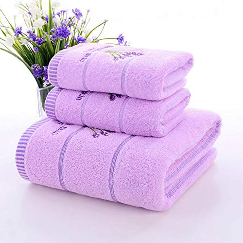 JIUJ 3-teiliges Badetuch-Set, Waschlappen, Hotelqualität, super weich und sehr saugfähig, dicke Handtücher, maschinenwaschbar, für Badezimmer, Dusche, Geschenke (2 Gesichtstücher, 1 Badetücher) (Lila)