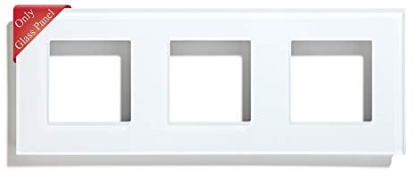 BSEED Rahmen Glasrahmen Panel für Lichtschalter und Steckdose Kristall Glasscheibe für Wandlichtschalter und Steckdosen Weiß 228mm
