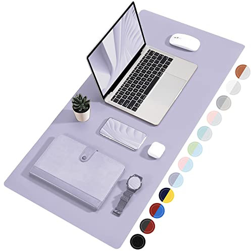 TOWWI Doppelseitige Schreibtischunterlage, große Schreibtischmatte, wasserdichter Schreibtischunterlage, Mauspad, Leder-Schreibtischunterlage, groß für Tastatur und Maus (91,4 x 43,2 cm, Violett/Lila)