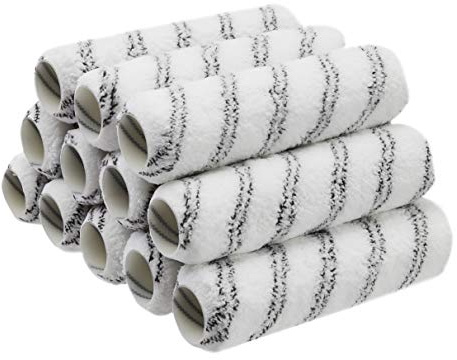 Amazon Basics Microfiber Paint Roller Covers for Painting Walls, Ceilings and House, Smooth Finish, Washable, 9 x 3/8, 12-Pack