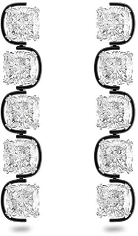 Swarovski Harmonia Drop-Ohrhänger, Schwebende Kristalle im Kissenschliff, Weiss, Metallmix