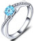 YL Verlobungsring Ehering 925 Sterling Silber mit 5MM Aquamarinblau Zirkonia März Geburtsstein Unendlichkeit Ring Solitärring für Damen（Größe 50）