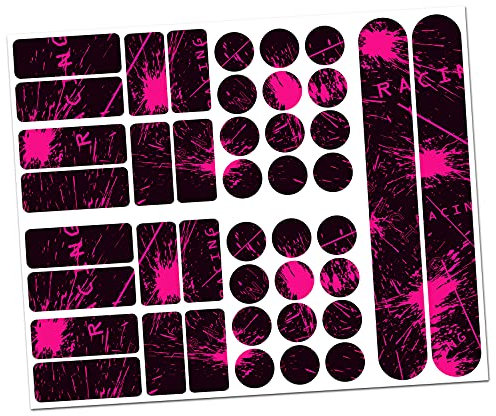 Finest Folia 34 Teiliges Fahrrad Rahmen Schutzfolie Folie Aufkleber Schutz MTB BMX Kette Lackschutzfolie R159 R160 (05 Racing Neon Pink)
