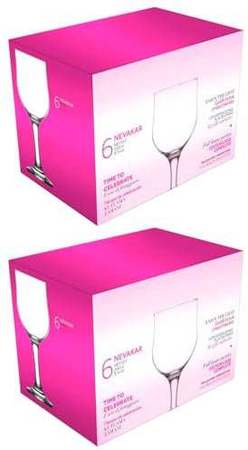 Tradineur - Pack de 12 Copas - Modelo Nevakar - Capacidad: 200 ml - Ideal para Vino - Aptas para lavavajillas - Tamaño Aprox: Ø 6,5 x 16,7 cm