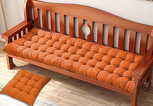 Waigg Kii 8 cm dickes Bankkissen, 2- und 3-Sitzer, Baumwolle, Gartenbankkissen, rechteckiges Bankkissen für Recamiere, für drinnen und draußen, 170 x 50 cm, Orange