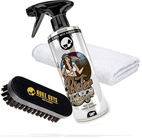detailmate Set zur Reinigung und Pflege von Leder, Polster & Textilien | Nuke Guys Polsterreiniger 0,5L + Nuke Guys Bürste S + Mikrofasertuch