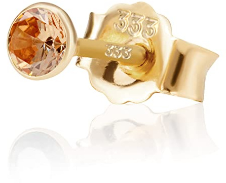 NKlaus Einzel 3,0mm 333 Gelb Gold 8 K Ohrstecker Drittohrstecker, Ersatzohrstecker Einzelohrstecker Zirkon Butterfly Verschluss Damen Mädchen