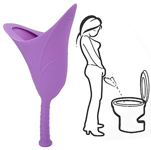 Embudo de Orinal para Mujer, Dispositivo de Micción Femenina Orinal Femenino de Color Rosa Embudo de Orina Reutilizable Orinal Portátil para Mujer Urinario de Silicona (púrpura)