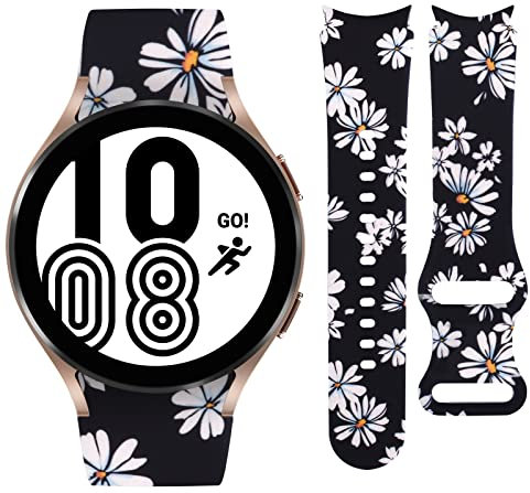 Vozehui 20mm Armband Kompatibel mit Galaxy Watch 7/6/5/4 40mm 44mm, Silikon Marmormuster Bedruckte Ersatzbänder für Samsung Galaxy Watch 7/6/5/4, Galaxy Watch5 Pro/Galaxy Watch 4 Classic 42mm 46mm