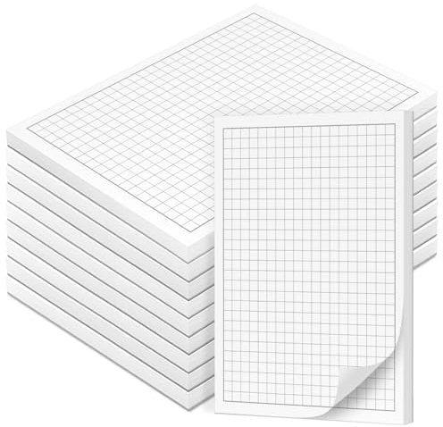 Fantastino® A6 Notizblock Kariert - 10 Stück, 500 Blatt (50 je Block) 90 g/m² Premium-Papier. Notizblöcke klein, Kariert mit Rand, Schreibblock, mini Notizzettel abreißbar für Büro Haushalt Schule Uni