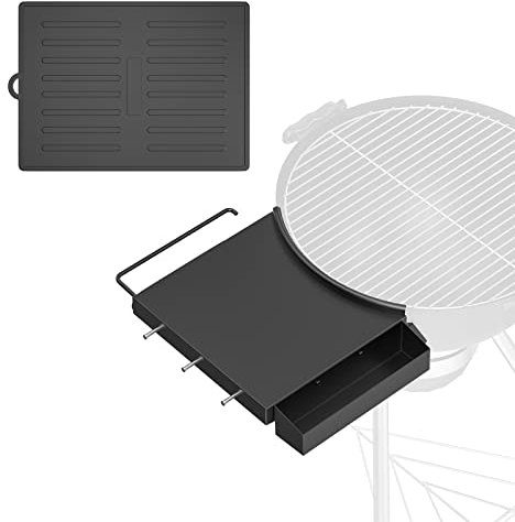 Grill Table Shelf for Weber 22 Inches Kettle Master Touch/Original Kettle Charcoal Grills with Silicone Mat,BBQ Grill Side Table Accessories for Weber 22 Kettle Charcoal Grill