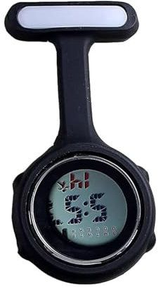 SagaSave Schwesternuhr mit Clip, Digital Krankenschwester Uhren Digitaler Bildschirm Stille Elektronische Leuchtende Krankenschwester Uhr für Doktor und Pflegepersonal, Schwarz