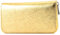 modamoda de - Silber-P02 Portefeuille pour femme en cuir véritable long, Doré métallisé, s, Format long