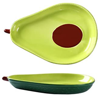 Levemolo Avocado Shaped Ceramic Salad Dish Snack Plate for Fruit Dessert and Appetizers Kitchen Serving Tray for Home and Restaurant Use